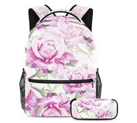 Pretty Flowers Essential School Companion, set di 2 zaini per bambini con borsa da viaggio e astuccio, Multicolore#01, B：29.4x20x40cm P：19x7.5x3.8cm, Zaini Daypack