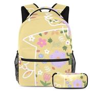 Pretty Flowers Essential School Companion, set di 2 zaini per bambini con borsa da viaggio e astuccio, Multicolore#03, B：29.4x20x40cm P：19x7.5x3.8cm, Zaini Daypack