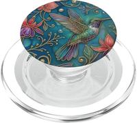 Pretty Hummingbird Bird Floral Ornate Art PopSockets PopGrip per MagSafe
