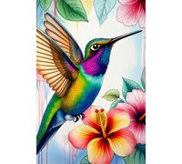 Pretty Hummingbird Bird & Flower Hardcover lined Notebook 6x9 inch: A beautiful hardcover, pocket-sized, lined paper notebook with 120 pages for writing, journaling and sketching 6x9 inch