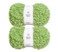 Pretty Jolly 2 matasse di filato di pelliccia orsetto, super morbido, grosso e soffice, pelliccia sintetica, per uncinetto e maglia - Lunghezza totale 2 x 50 m (100 g x 2) (verde bocciolo)