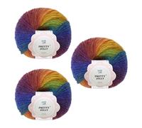 Pretty Jolly 3 matasse di filato di lana arcobaleno, sfumato morbido, auto-strisce, multicolore, per uncinetto e lavoro a maglia, strato singolo, 1#