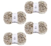 Pretty Jolly 4 gomitoli di filato di pelliccia sintetica, filato super morbido e grosso, soffice, per lavori a maglia e all'uncinetto, filato di poliestere (marrone chiaro)