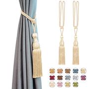 Pretty Jolly - Confezione da 2 fermatenda in rete a forma di palla con nappa, stile europeo, stile vintage, fatto a mano, per tende decorative per casa e ufficio, colore: beige e rosa