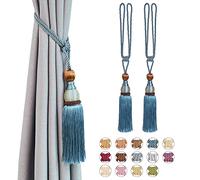 Pretty Jolly - Confezione da 2 fermatenda in rete a forma di palla con nappa, stile europeo, stile vintage, fatto a mano, decorazione per casa e ufficio, tendaggi per finestre (verde ottano)