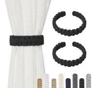 Pretty Jolly Confezione da 2 fermatende in corda di cotone naturale, stile rustico, decorativi, fatti a mano, intrecciati, per la casa, velati e leggeri (C-nero-S)