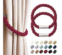Pretty Jolly Confezione da 2 fermatende magnetiche resistenti in stile moderno e semplice, comodi fermatende decorativi in corda per tende sottili o spesse per casa e ufficio (rosso vino)