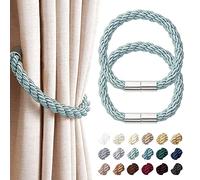 Pretty Jolly Confezione da 2 fermatende magnetiche resistenti in stile moderno e semplice, comodi fermatende decorativi in corda per tende sottili o spesse per casa e ufficio (blu-grigio)