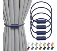 Pretty Jolly Confezione da 4 fermatenda magnetici per tende da 40 cm fatti a mano in corda laterale, comodi fermatenda decorativi per tende cilindriche per casa e ufficio (blu scuro)