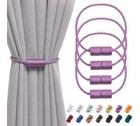 Pretty Jolly Confezione da 4 fermatenda magnetici per tende da 46 cm, fatti a mano, in corda laterale, comodi fermatenda decorativi per tende a cilindro per casa e ufficio (viola)
