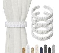 Pretty Jolly Confezione da 4 fermatende in corda di cotone naturale, stile rustico, decorativi, fatti a mano, intrecciati, per casa e ufficio, tendaggi leggeri (C-bianco)