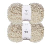 Pretty Jolly Filato di pelliccia sintetica super morbido, grosso e soffice, lunghezza totale 2 × 50 m (100 g × 2), beige