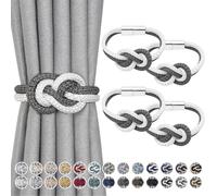 Pretty Jolly Mini fermatenda magnetici Stile nordico Semplice Ferma tende elegante per decorare e drappeggiare le tende, con fiocco per finestre di casa, Grigio scuro & Bianco, 4 pezzi