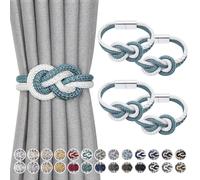 Pretty Jolly Mini fermatenda magnetici Stile nordico Semplice Ferma tende elegante per decorare e drappeggiare le tende per finestre di casa, Turchese & Bianco, 4 pezzi