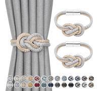Pretty Jolly Mini fermatenda magnetici Stile nordico Semplice fermatenda elegante per tende con drappeggio a cravatta per finestre di casa, Grigio & Beige, 2 pezzi
