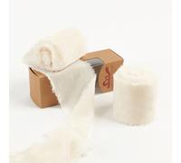 Pretty Jolly Nastro di velluto bianco per confezioni regalo, 7,6 cm, fatto a mano, sfilacciato, vintage, per albero di Natale, frangia per artigianato, decorazione domestica, bouquet di fiori