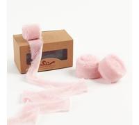 Pretty Jolly Nastro di velluto rosa per confezioni regalo 3,8 cm fatto a mano sfilacciato vintage nastro di velluto per albero di Natale nastri con frange per artigianato decorazioni per la casa