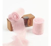 Pretty Jolly Nastro di velluto rosa per confezioni regalo, 7,6 cm, fatto a mano, sfilacciato, vintage, per albero di Natale, frangia per artigianato, decorazione per la casa, bouquet di fiori