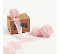Pretty Jolly Nastro di velluto rosa per confezioni regalo, nastro di velluto vintage sfilacciato fatto a mano da 2,5 cm per albero di Natale, nastri con frange per artigianato, decorazione domestica