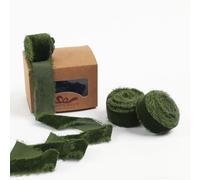 Pretty Jolly Nastro di velluto verde oliva per confezioni regalo, 2,5 cm, fatto a mano, sfilacciato, vintage, nastro di velluto per albero di Natale, nastri con frange per artigianato, decorazioni per