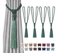 Pretty Jolly Set di 4 fermatenda a forma di nappe lunghe per tende intrecciate a mano, con nodo drappeggiato, elegante decorazione per la casa e l'ufficio, colore: verde