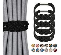 Pretty Jolly Set di 4 fermatenda magnetici in stile nordico per tende da finestra per casa e ufficio, colore: nero