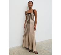 Pretty Lavish - Alyssia - Vestito beige a righe con gonna al polpaccio-Neutro M