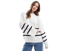 Pretty Lavish - Maglione lavorato bianco a righe girocollo-Neutro M