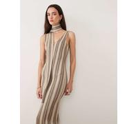 Pretty Lavish - Tierra - Vestito lungo in maglia a righe luccicanti con sciarpa-Multi L