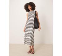 Pretty Lavish - Vestito al polpaccio in maglia a righe color crema e blu navy S