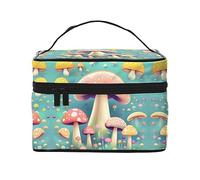 Pretty Little funghi Borsa cosmetica da viaggio da donna, (22,9 x 16,5 x 15,7 cm), borsa cosmetica portatile di grande capacità, grande borsa cosmetica per ragazze, nero, Taglia unica