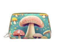 Pretty little funghi borsa per il trucco da donna - grande capienza borsa cosmetica da viaggio in pelle PU con cerniera astuccio portatile ampio organizer aperto