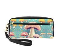 Pretty Little Mushrooms - Piccola borsa per trucchi, astuccio a doppia faccia in pelle PU