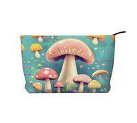 Pretty Little Mushrooms - Trousse per trucchi in velluto a coste, versatile, con cerniera, per uso quotidiano e organizer da viaggio, Nero , Taglia unica