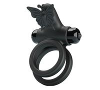 Pretty Love Double Ring Vibrator with Black Stimulator Black