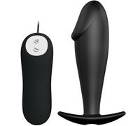 Pretty love plug anal silicona forma pene y 12 modos vibracion - negro