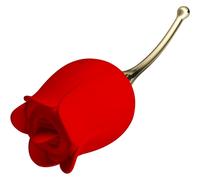 ROSE LOVER - Vibromassaggiatore Linguale Ricaricabile per Clitoride 2in1 (Rosso)