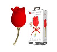 Pretty Love Rose Lover - vibratore clitoride 2in1 con lingua - silicone rosso