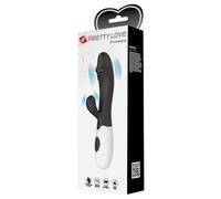 Pretty Love Snappy Black rabbit vibratore di design in silicone nero con stimolatore clitoride 19 cm batterie 2 x AAA