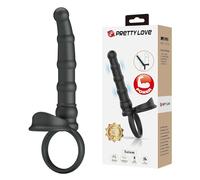 PRETTY LOVE - TATUM ANELLO VIBRATORE PENE CON PLUG 10 VIBRAZIONI NERO