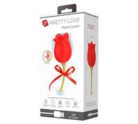 ROSE LOVER - Vibromassaggiatore Linguale Ricaricabile per Clitoride 2in1 (Rosso)