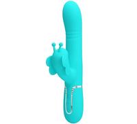 Pretty Love - Vibratore Rabbit Multifunzione in Silicone 4 in 1 Verde Acqua