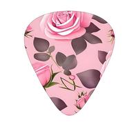 Pretty Pink Roses - Plettri per chitarra, 12 pezzi, materiale ABS, bordi lisci, sensazione confortevole, 3 spessori opzionali
