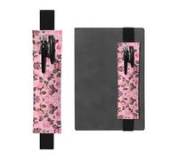 Pretty Pink Roses - Portapenne regolabile in pelle, per quaderni, calendari, tablet, segnalibro e portapenne con fascia elastica