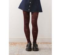 Pretty Polly - Collant bordeaux con motivo con fiocchi-Rosso M-L