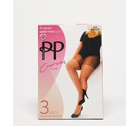 Pretty Polly Curve - Confezione da 3 collant 15 denari neri semplici anti-smagliature-Nero 48-50
