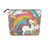 Pretty Rainbows and Unicorns - Trousse per trucchi in canapa finta, grande capacità, organizer da viaggio per viaggi di lavoro e uso quotidiano