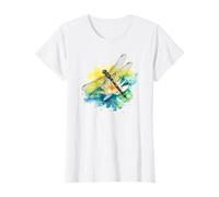 Pretty Womens Dragonfly Summer Lotus Boho Acquerello Odonata Maglietta