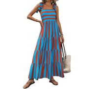 PRETTYGARDEN Abiti Estivi da Donna, Floreali, Senza Maniche, Maxi Abito Casual con Spalline Sottili, Abito Lungo da Spiaggia Ampio sul Fondo., S