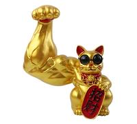 Prettyia P Powered Lucky Cat Figurine Felicità Benvenuto Agitando Braccio Zampa Ricchezza Gatto Fortunato Casa Negozi Auto Feng Shui Accessori Decorativi - fortuna dorata
